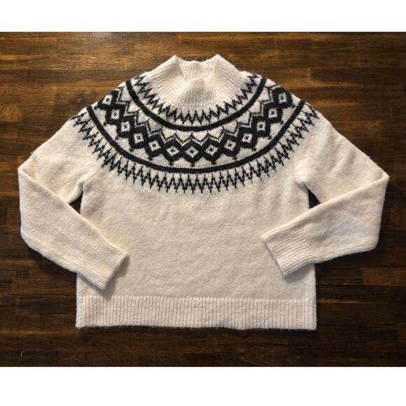 Banana Republic Women’s Medium Sweater Fair Isle Mock Neck Wool Blend Pullover - Picture 1 of 10